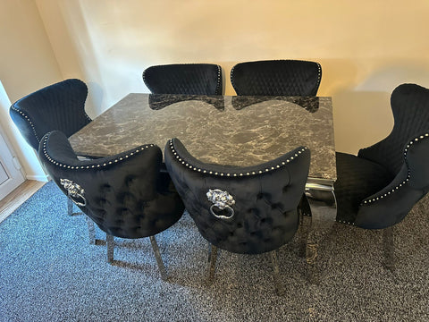 Black Louis Chrome With Black Valentino LK chairs