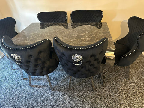 Black Louis Chrome With Black Valentino LK chairs