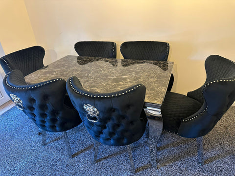 Black Louis Chrome With Black Valentino LK chairs