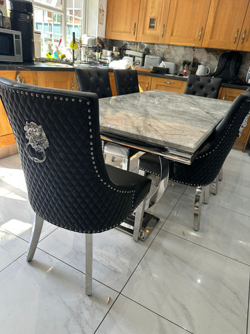 Grey Ariana With Black Majestic LK Leather Chairs