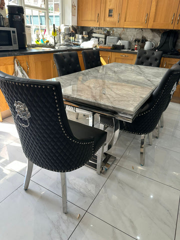 Grey Ariana With Black Majestic LK Leather Chairs