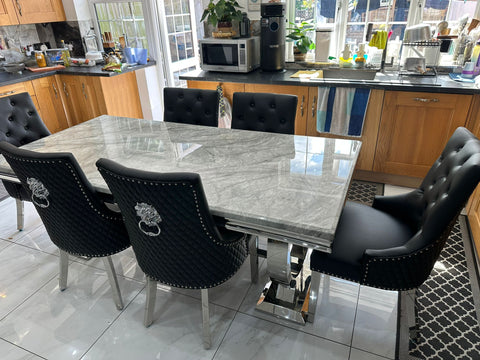 Grey Ariana With Black Majestic LK Leather Chairs