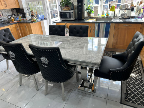 Grey Ariana With Black Majestic LK Leather Chairs