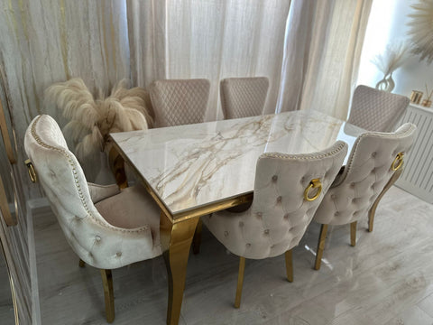 Kata Gold Louis With Victoria Cream Gold Ring Knocker Chairs