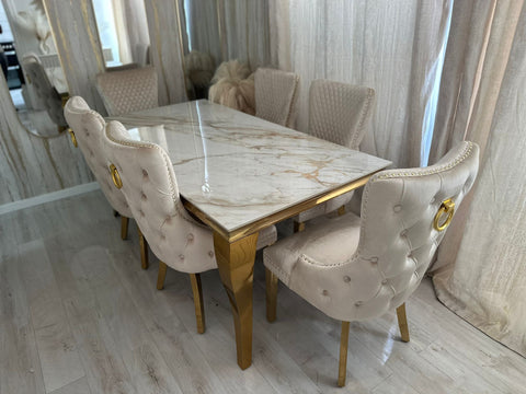Kata Gold Louis With Victoria Cream Gold Ring Knocker Chairs