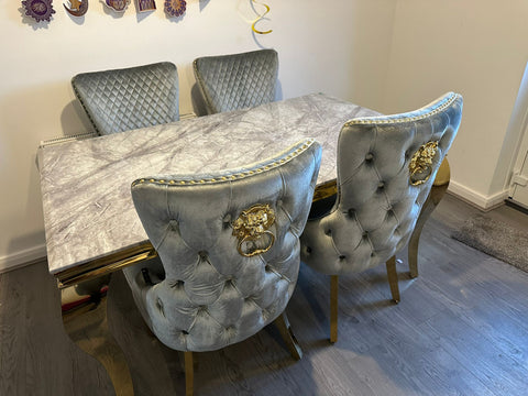 Grey Louis Gold With Victoria Grey Gold Lion Knocker Chairs