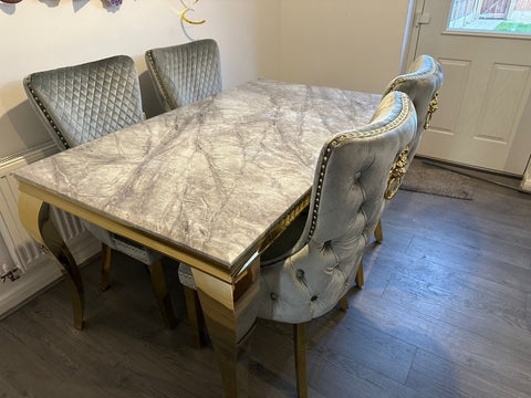 Grey Louis Gold With Victoria Grey Gold Lion Knocker Chairs