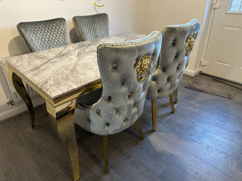 Grey Louis Gold With Victoria Grey Gold Lion Knocker Chairs