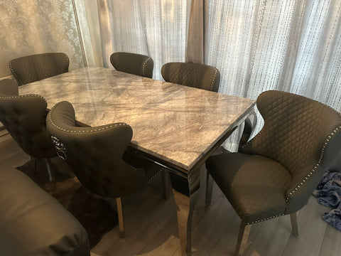 Grey Louis Chrome With Black Valentino Lion Knocker Chairs