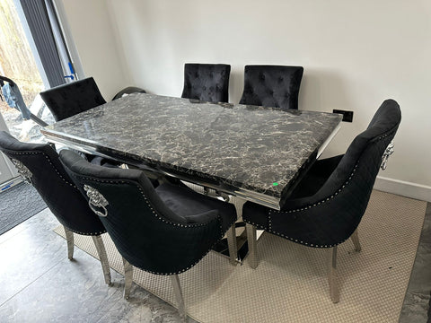 Black Arial Dining Table With Black Majestic Chairs