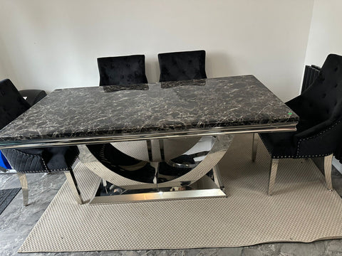 Black Arial Dining Table With Black Majestic Chairs