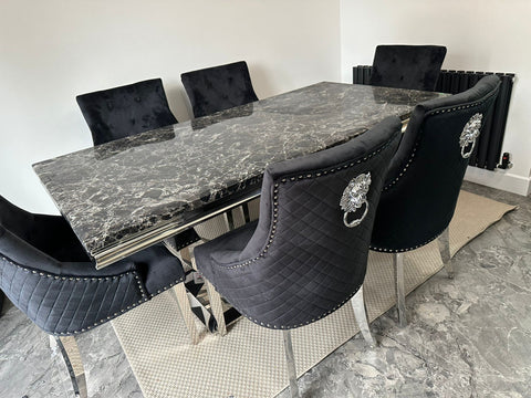 Black Arial Dining Table With Black Majestic Chairs