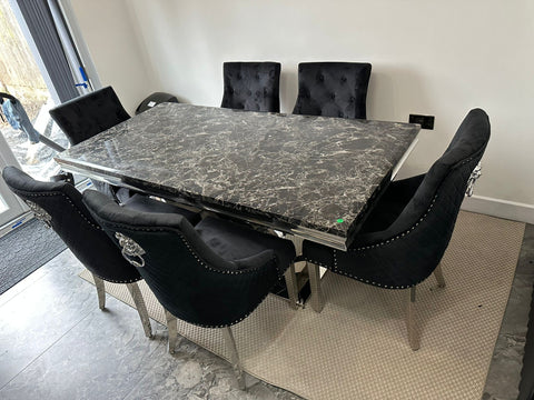Black Arial Dining Table With Black Majestic Chairs