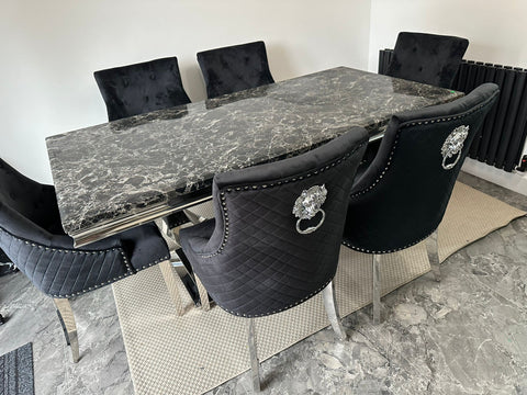 Black Arial Dining Table With Black Majestic Chairs