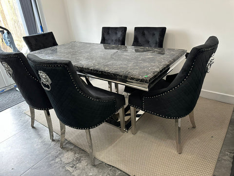 Black Arial Dining Table With Black Majestic Chairs