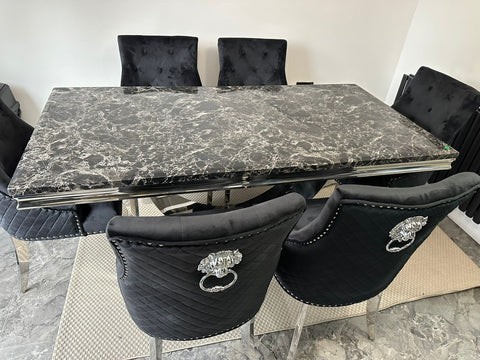 Black Arial Dining Table With Black Majestic Chairs