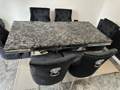 Black Arial Dining Table With Black Majestic Chairs