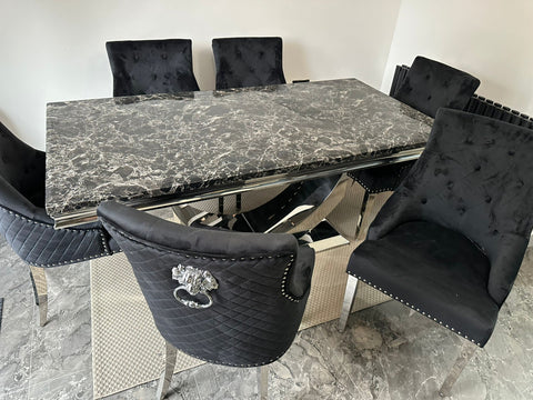 Black Arial Dining Table With Black Majestic Chairs