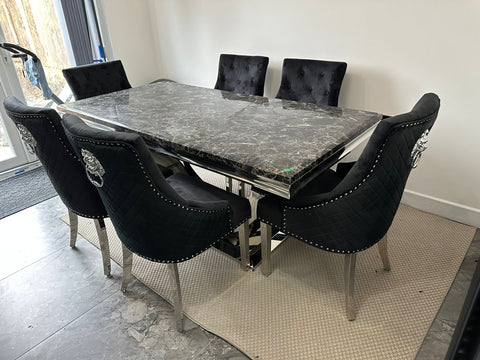 Black Arial Dining Table With Black Majestic Chairs