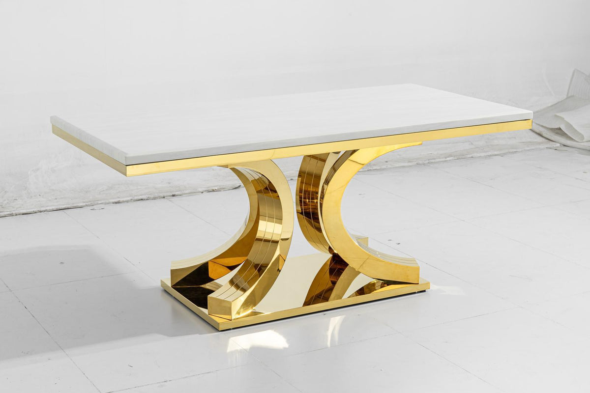 White Aura Gold Dining Table