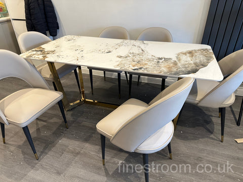 Pandora Lucein Dining Table With Astra Beige Chairs