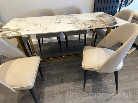 Pandora Lucein Dining Table With Astra Beige Chairs