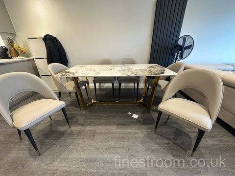 Pandora Lucein Dining Table With Astra Beige Chairs