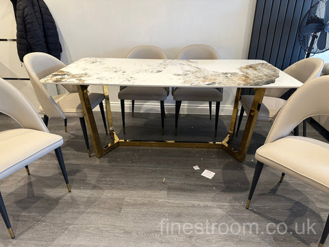 Pandora Lucein Dining Table With Astra Beige Chairs