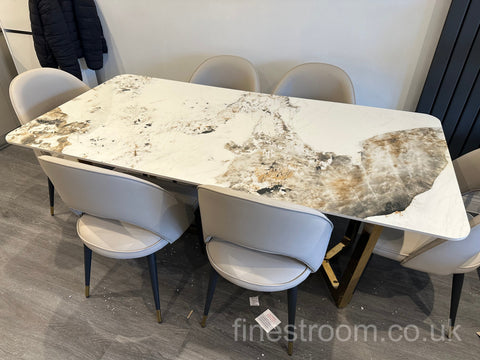 Pandora Lucein Dining Table With Astra Beige Chairs