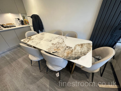 Pandora Lucein Dining Table With Astra Beige Chairs