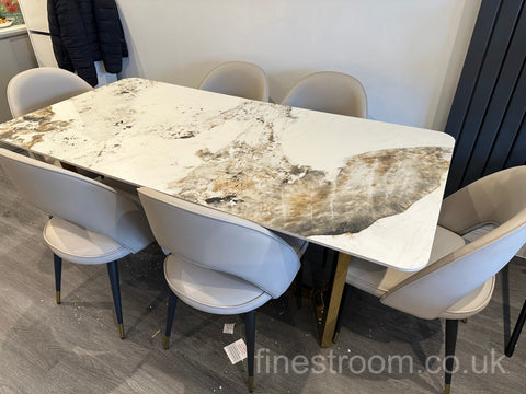 Pandora Lucein Dining Table With Astra Beige Chairs