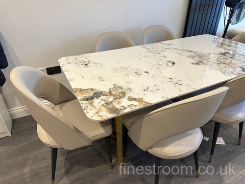 Pandora Lucein Dining Table With Astra Beige Chairs