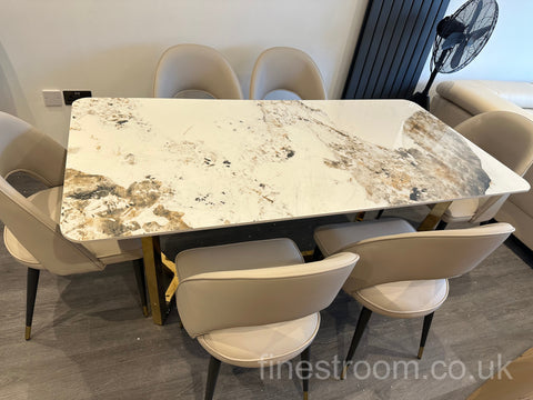 Pandora Lucein Dining Table With Astra Beige Chairs