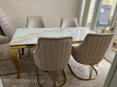 Kata Gold Louis Dining Table With Chelmsford Gold Chairs