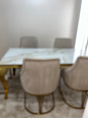 Kata Gold Louis Dining Table With Chelmsford Gold Chairs