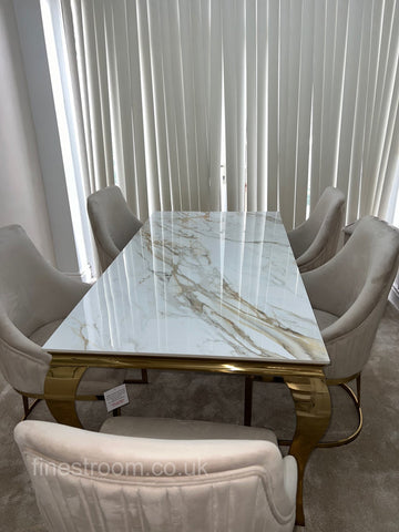 Kata Gold Louis Dining Table With Chelmsford Gold Chairs