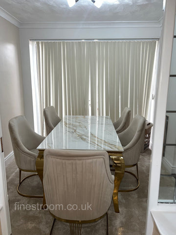 Kata Gold Louis Dining Table With Chelmsford Gold Chairs