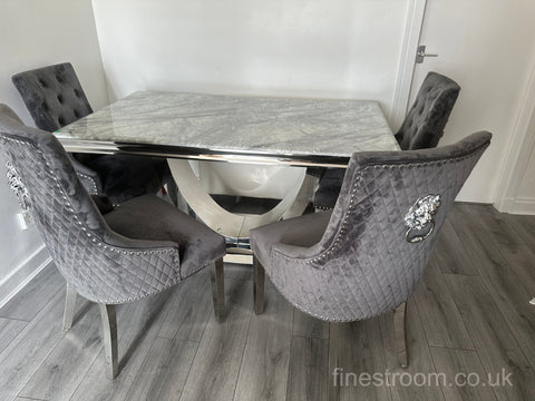 Grey Arial Dining Table With Dark Grey Majestic Chairs