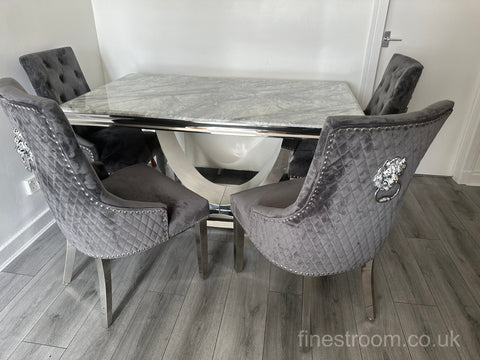 Grey Arial Dining Table With Dark Grey Majestic Chairs