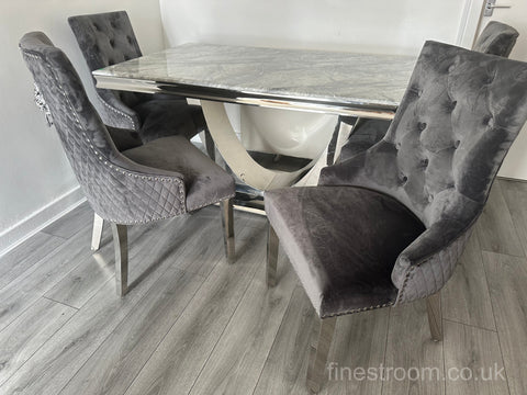 Grey Arial Dining Table With Dark Grey Majestic Chairs