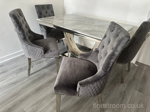 Grey Arial Dining Table With Dark Grey Majestic Chairs