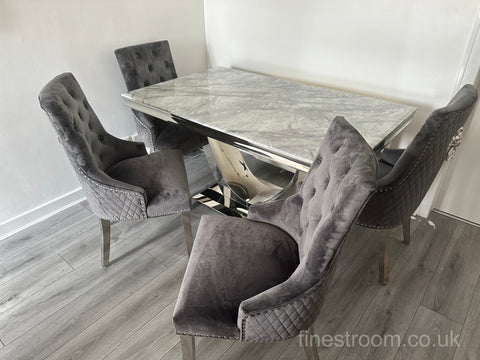 Grey Arial Dining Table With Dark Grey Majestic Chairs