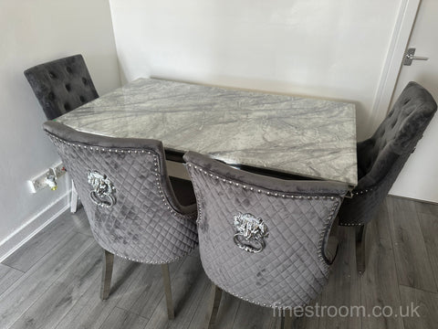 Grey Arial Dining Table With Dark Grey Majestic Chairs