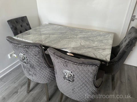 Grey Arial Dining Table With Dark Grey Majestic Chairs
