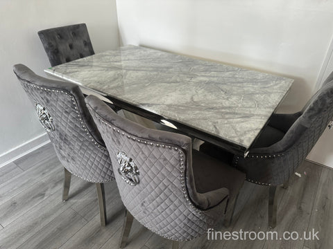 Grey Arial Dining Table With Dark Grey Majestic Chairs