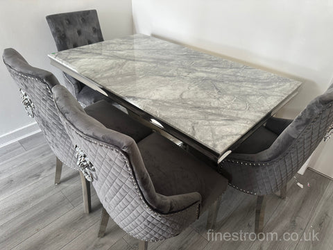 Grey Arial Dining Table With Dark Grey Majestic Chairs