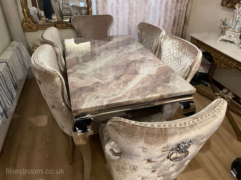 Beige Louis Dining Table With Beige Shimmer Valentino