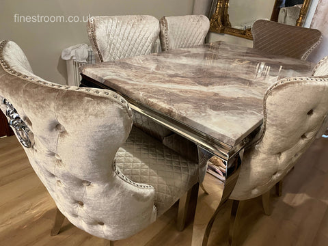 Beige Louis Dining Table With Beige Shimmer Valentino