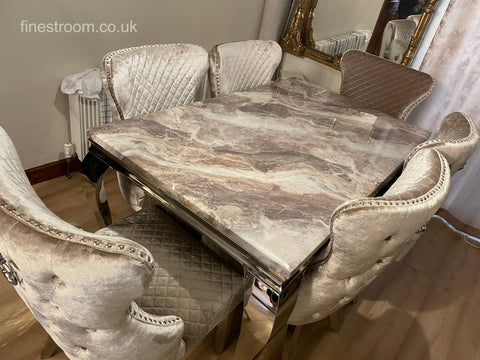 Beige Louis Dining Table With Beige Shimmer Valentino