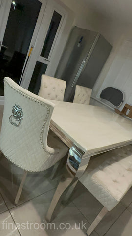 Cream Louis Chrome  with Mink Majestic Chairs